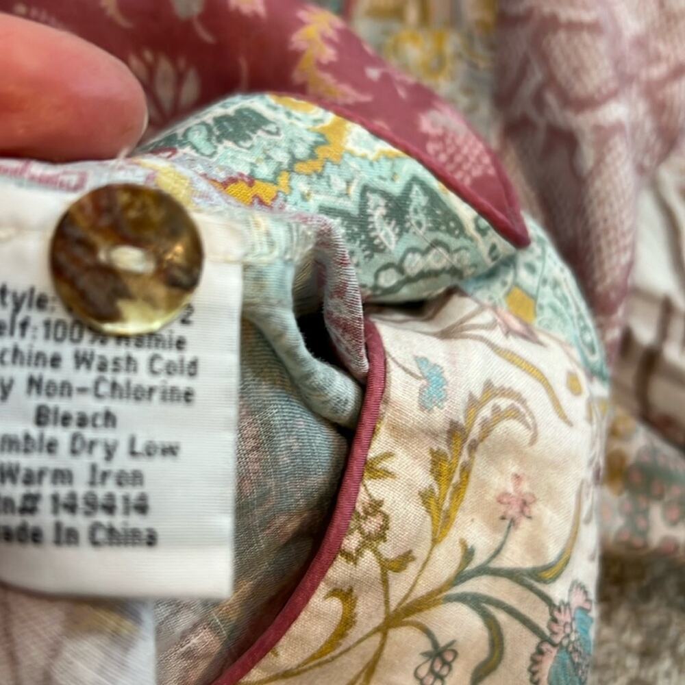 Patchwork Print Short-Sleeve Button Front Top - Multi - Picture 10 of 16